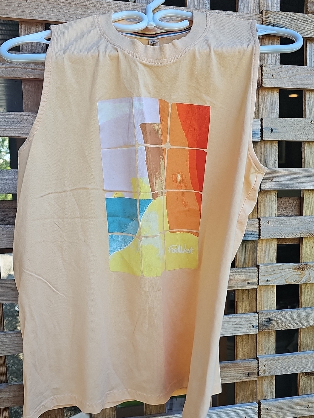 Far West Peach Tank with Multicolor Stripe Accent